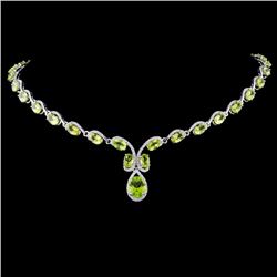 14K Gold 21.61ctw Peridot & 2.20ctw Diamond Neckla