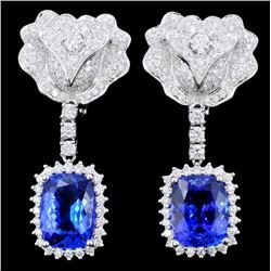 18K Gold 8.24ct Tanzanite & Diamond Earrings