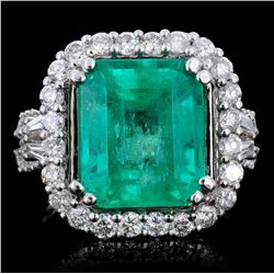 18K Gold 6.67ct Emerald & 1.35ct Diamond Ring