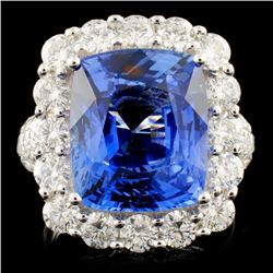 18K Gold 9.28ct Sapphire & 2.70ctw Diamond Ring