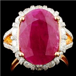 18K Gold 6.71ct Ruby & 1.65ctw Diamond Ring