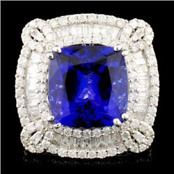 18K Gold 9.30ct Tanzanite & 3.13ctww Diamond Ring