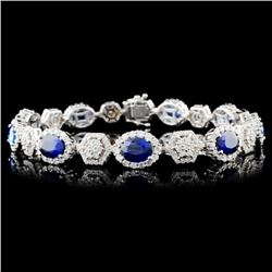 18K Gold 9.13ctw Sapphire & 3.16ctw Diamond Bracel