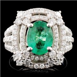 14K Gold 1.26ct Emerald & 1.28ctw Diamond Ring