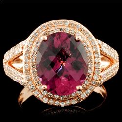 14K Gold 3.61ct Tourmaline & 0.82ctw Diamond Ring