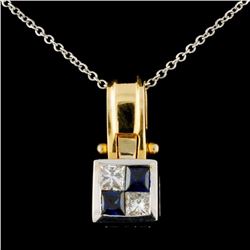 18K TT Gold 0.35ct Sapphire & 0.26ct Diamond Penda