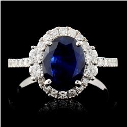 18K W Gold 1.67ct Sapphire & 0.53ct Diamond Ring