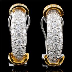 18K Two Tone 1.41ct Diamond Earrings