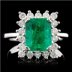 18K W Gold 2.28ct Emerald & 0.57ct Diamond Ring