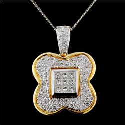 18K Two Tone 1.65ctw Diamond Pendant