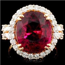 18K Rose Gold 9.73ct Tourmaline & 1.39ctw Diamond