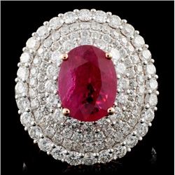 18K Rose Gold 2.23ct Ruby & 2.56ct Diamond Ring