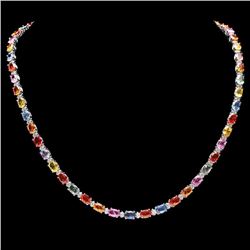 `14k Gold 29ct Sapphire 1.45ct Diamond Necklace