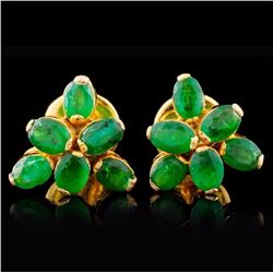 18K Yellow Gold 3.00ctw Emerald Earrings