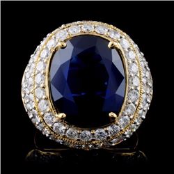 18K Yellow Gold 7.60ct Sapphire & 3.08ct Diamond R