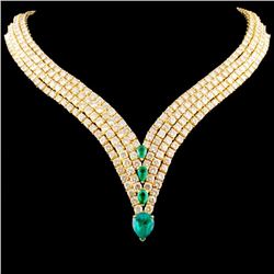 18K Gold 5.00ct Emerald & 50.00ctw Diamond Necklac