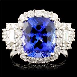 18K Gold 4.32ct Tanzanite & 1.36ctw Diamond Ring