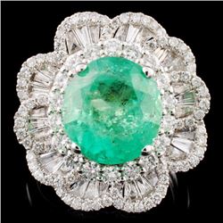 18K Gold 4.31ct Emerald & 1.56ctw Diamond Ring