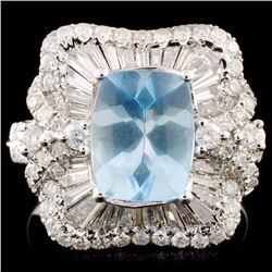 18K Gold 1.94ct Aquamarine & 1.20ctw Diamond Ring