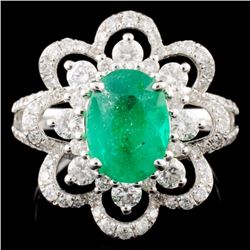 18K Gold 1.71ct Emerald & 0.98ctw Diamond Ring