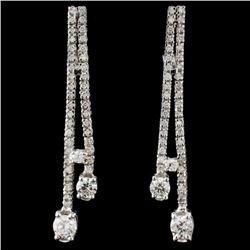 14K White Gold 4.00ctw Diamond Earrings