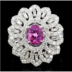 18K White Gold 1.00ct Pink Sapphire & 3.20ct Diamo