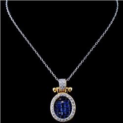 18K Gold 1.53ct Sapphire & 0.45ct Diamond Pendant