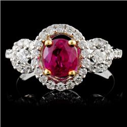 18K White Gold 0.98ct Ruby & 0.50ct Diamond Ring