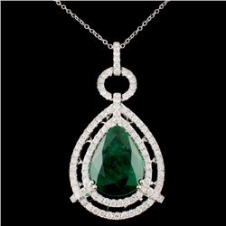 18K Gold 10.81ct Emerald 2.18ctw Diamond Pendant