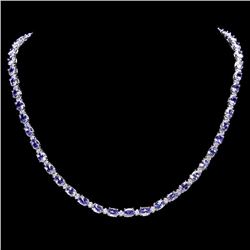 `14k W Gold 23ct Tanzanite 1.25ct Diamond Necklace