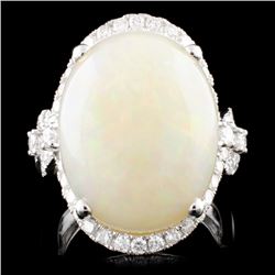 14K Gold 10.70ct Opal & 0.96ctw Diamond Ring