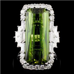 14K Gold 10.54ct Tourmaline & 1.39ctw Diamond Ring