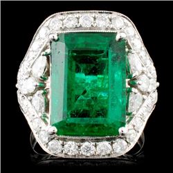 18K Gold 8.19ct Emerald & 1.68ctw Diamond Ring
