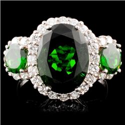 18K Gold 6.55ct Tsavorite & 2.72ctw Diamond Ring