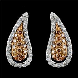 14K White Gold 1.09ctw Fancy Color Diamond Earring