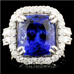 18K Gold 7.21ct Tanzanite & 1.35ctw Diamond Ring