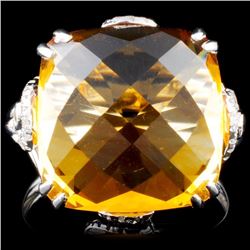 18K Gold 14.61ct Citrine & 0.19ctw Diamond Ring