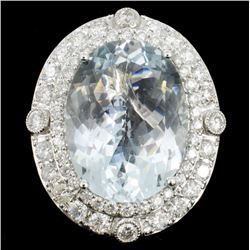 18K Gold 15.18ct Aquamarine & 2.45ct Diamond Ring