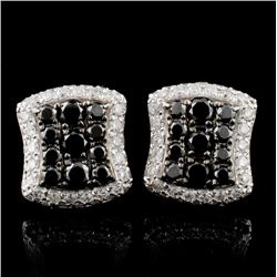 14K White Gold 1.47ctw Fancy Color Diamond Earring