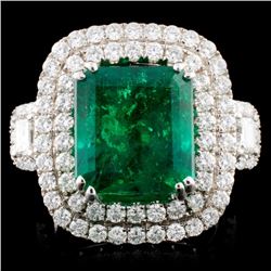 18K Gold 6.09ct Emerald & 1.87ctw Diamond Ring