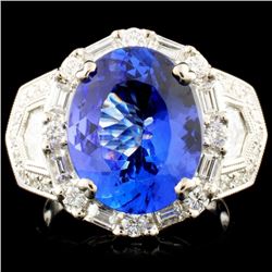 18K Gold 6.42ct Tanzanite & 1.66ctw Diamond Ring