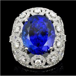 18K Gold 15.49ct Tanzanite & 2.68ct Diamond Ring