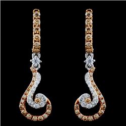 14K White Gold 0.89ctw Fancy Color Diamond Earring