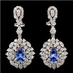 18K Gold 2.32ctw Sapphire & 2.72ctw Diamond Earrin