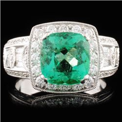 18K Gold 2.31ct Emerald & 1.10ctw Diamond Ring