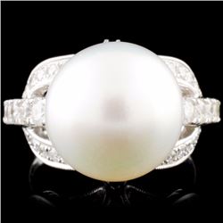 14K Gold 13.00mm Pearl & 1.00ctw Diamond Ring