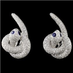 14K White Gold 0.22ct Sapphire & 2.19ct Diamond Ea