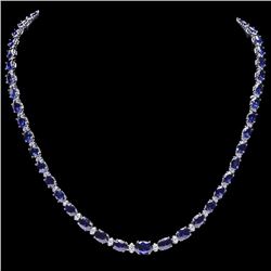 `14k Gold 29ct Sapphire 1.10ct Diamond Necklace