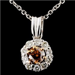 14K White Gold 0.58ctw Fancy Color Diamond Pendant