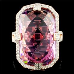 14K Gold 17.24ct Amethyst & 0.62ctw Diamond Ring